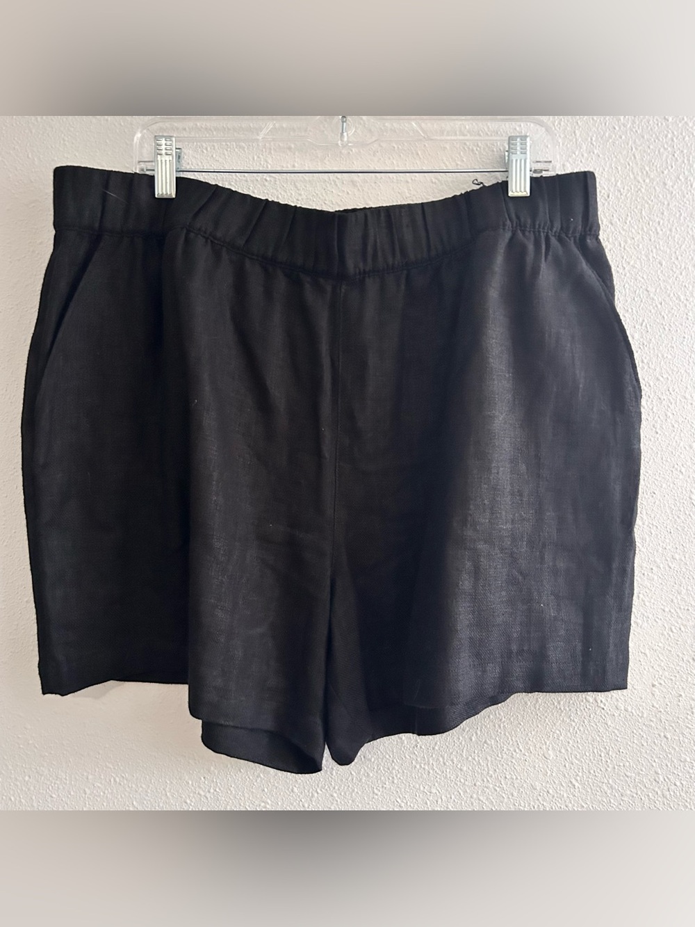 Blank NYC Black Relaxed Linen-Blend Bermuda Shorts